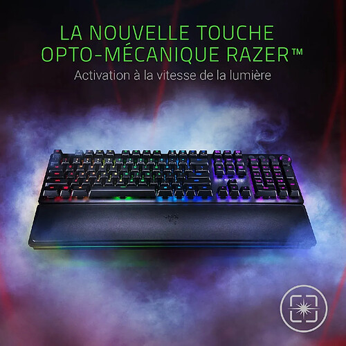 Edel Records Razer Huntsman Elite - Clavier de jeu mécanique (clavier Premium avec commutateurs opto-mécaniques linéaires, commande rotative fonctionnelle, repose-poignets éclairé, éclairage chromatique RVB)