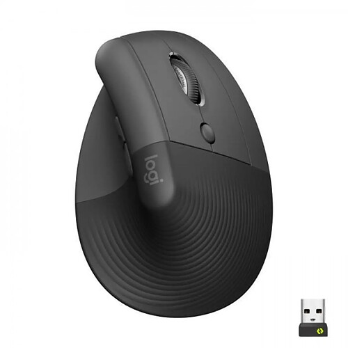 Souris Sans Fil Logitech Lift Ergonomique Verticale, Bluetooth ou récepteur USB Logi Bolt, Silencieuse - Graphite