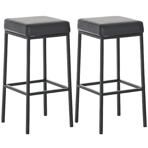 Decoshop26 Lot de 2 tabourets de bar avec repose-pieds design simple hauteur 85 cm en PVC noir et métal noir 10_0004381