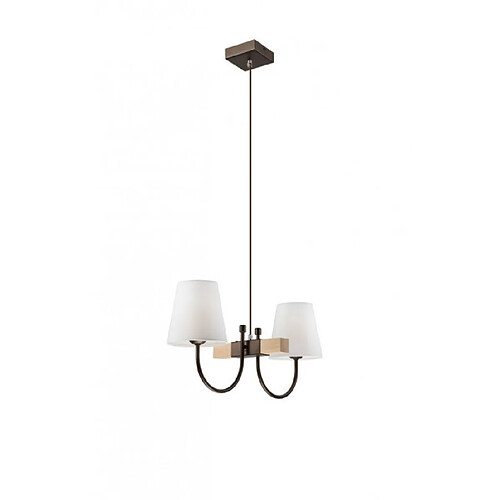 Lumière Suspension Julietta Bois,acier,tissu Marron 2 ampoules 98cm