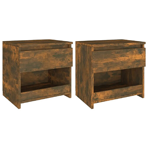 Maison Chic Lot de 2 Tables de chevet - Tables de Nuit Chêne fumé 40x30x39 cm Bois d'ingénierie