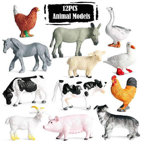 Universal 12pcs/set Animaux Action Modèle Numérique Jouets pour enfants Reconnaissance Jouets éducatifs Collection de cadeaux | Action People(Coloré)