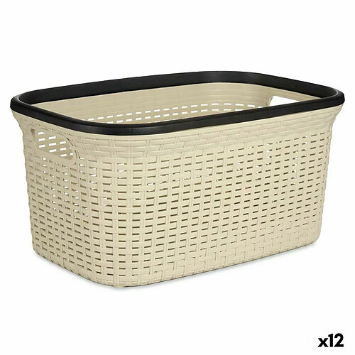 Kipit Panier à linge Crème Plastique 36 L 36 x 25,5 x 52,5 cm (12 Unités)