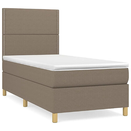 Maison Chic Lit adulte- Lit + matelas,Sommier à lattes de lit avec matelas Taupe 80x200 cm Tissu -GKD89257