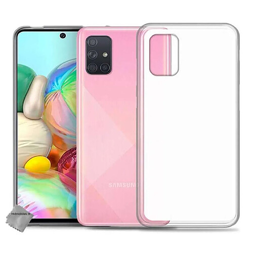 Htdmobiles Coque silicone gel fine pour Samsung Galaxy A71 + verre trempe - BLANC TRANSPARENT