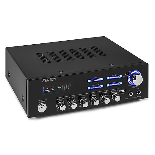 Fenton AV120BT Amplificateur HiFi stéréo 2 canaux 120 W RMS (2x60 W sous 8 ohms) - Interface Bluetooth / Port USB / Entrée AUX