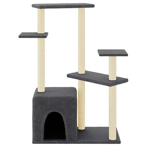 Helloshop26 Arbre à chat meuble tour grimper jouet grattage grattoir escalade plateforme avec griffoirs en sisal foncé 107,5 cm gris 02_0022638