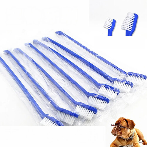 Wewoo Brosse à dents pour animaux de compagnie efficace soins buccaux20 chatschien chatPCS Spécifications Manche bleue + poils moyens bleu