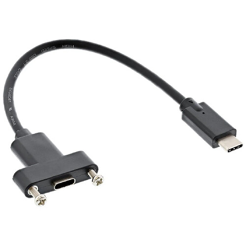 InLine® USB3.1 C mâle à femelle avec câble à bride 0.2m, noir