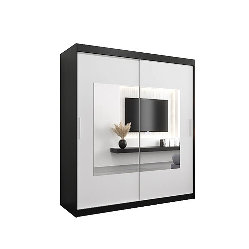 Abiks Meble Armoire Torino à portes coulissantes 200/180/62 2 portes (noir/blanc)