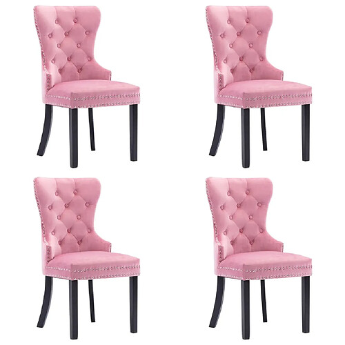 vidaXL Chaises à manger lot de 4 rose velours