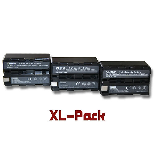 Lot de 3 batteries vhbw 2000mAh pour caméscope, appareil photo Sony DCR-TRV1VE, CCD-CR1, DCR-PC1, DCR-PC2, DCR-PC3, DCR-PC3E, DCR-PC4