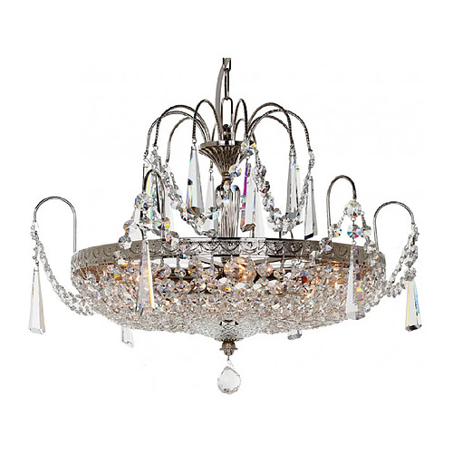 Lumière Chandelier sans abats jours Rostock Nickel Cristal en plomb 6 ampoules 40cm