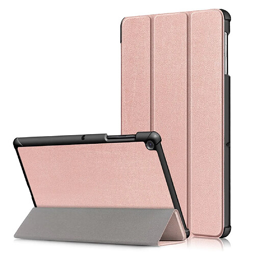 Etui en PU triple pli avec support or rose pour votre Samsung Galaxy Tab S5e SM-T720/SM-T725