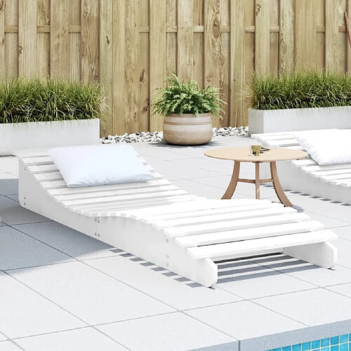 Maison Chic Chaise longue de jardin| Bain de soleil Relax | Transat blanc 205x60x31,5 cm bois massif de pin -GKD45206