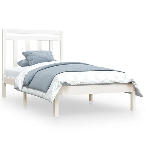 Maison Chic Lit Moderne Chambre - Cadre/structure de lit pour adulte Blanc Bois massif 100x200 cm -MN79243