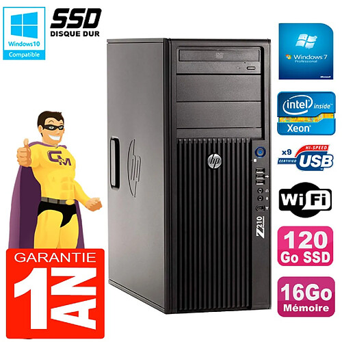 PC HP WorkStation Z210 Tour Xeon E3-1240 RAM 16Go SSD 120Go Graveur DVD Wifi W7 · Occasion