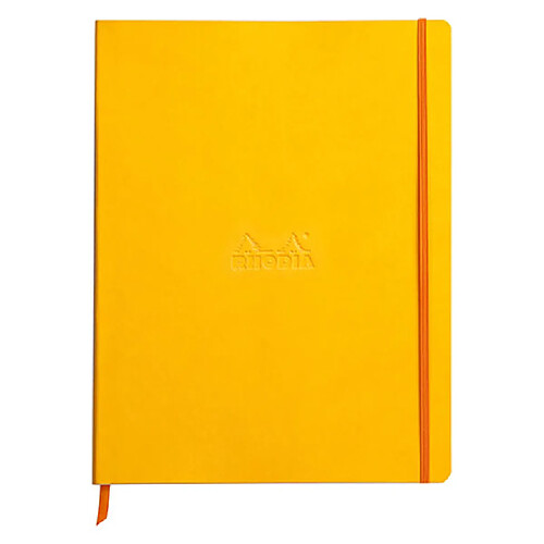 Cahier broché Rhodiarama A4+ 29,8 x 22,5 cm - blanc ligné 160 pages jaune