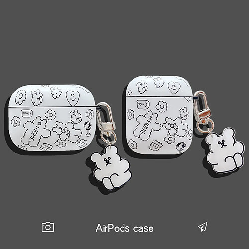 GUPBOO Airpods Coque Housse Étui Protecteur Compatible pour AirPods Pro-mignon, ligne, ours, dessin animé, girl