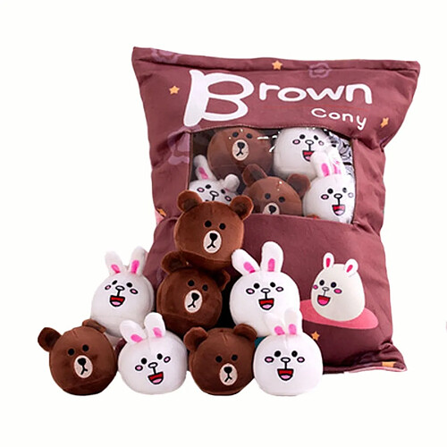 Universal 8pcs/lot mignon animal sac conique marron peluche poupée remplie lapin bonbon pudding coussin/oreiller enfant/fille cadeau d'anniversaire | oreiller de luxe