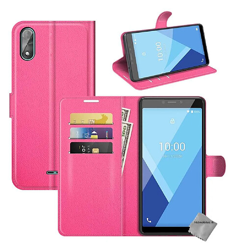 Htdmobiles Housse etui portefeuille avec coque intérieure en silicone pour Wiko Y51 + verre trempe - ROSE