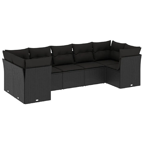 Maison Chic Salon de jardin 7 pcs avec coussins | Ensemble de Table et chaises | Mobilier d'Extérieur noir résine tressée -GKD23964