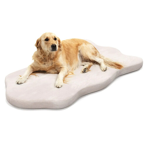 Helloshop26 Grand lit pour chien en mousse à mémoire avec housse amovible et fond antidérapant coussin orthopédique pour chien 110 x 66 x 5 cm beige 20_0006951