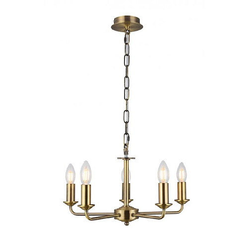 Luminaire Center Suspension Banyan Laiton antique 5 ampoules 34cm