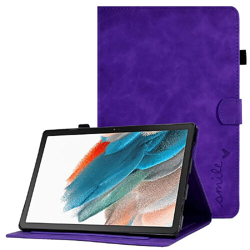 Etui en PU avec support, porte-cartes et porte-stylo pour Samsung Galaxy Tab A8 10.5 (2021) SM-X200/SM-X205 - violet