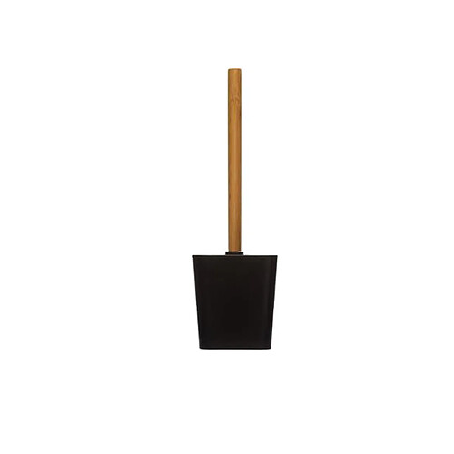 Brosse WC coloris noir en polystérine / bambou - L. 11,7 x P. 11,7 x H. 38 cm -PEGANE-