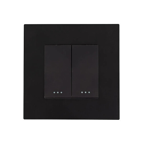 Ledkia Interrupteur Double Bouton-Poussoir avec Cadre PC Modern Noir