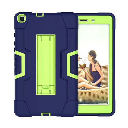 Coque en TPU hybride anti-choc avec béquille bleu foncé/vert pour votre Samsung Galaxy Tab A 8.0 Wi-Fi (2019)/Tab A 8.0 LTE (2019)