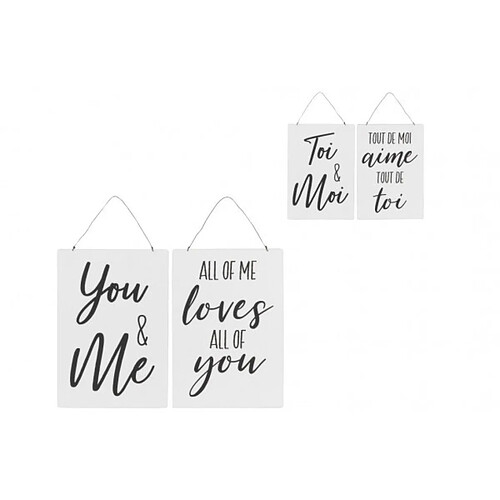 Dansmamaison Pancarte Textes Anglais/Francais You&Me Metal Blanc/Noir Assortiment De 2