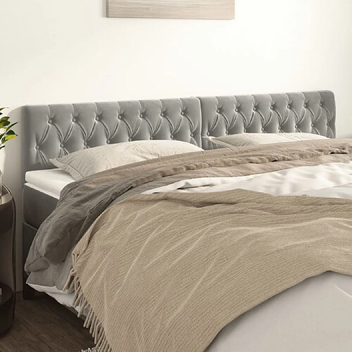 vidaXL Têtes de lit 2 pcs Gris clair 100x7x78/88 cm Velours