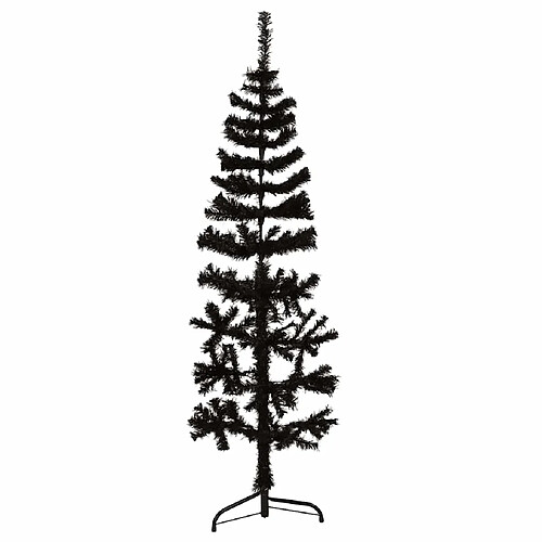 vidaXL Demi sapin de Noël artificiel mince avec support Noir 120 cm