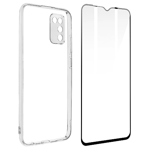 Avizar Coque Samsung Galaxy A02s Silicone Souple Verre Trempé Transparent Noir