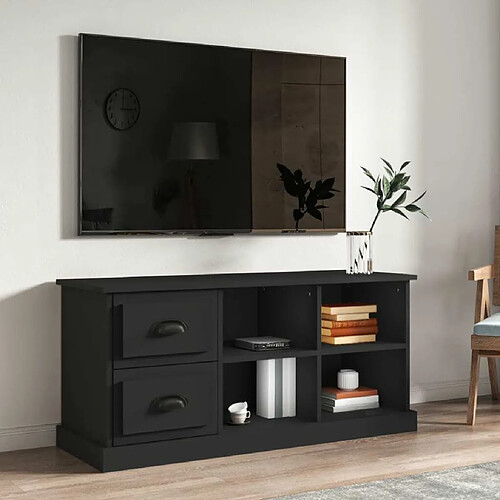 Maison Chic Meuble TV scandinave - Banc TV pour salon noir 102x35,5x47,5 cm bois d'ingénierie -MN97674