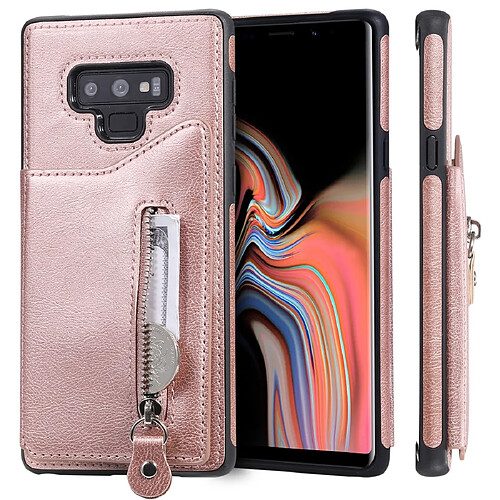 Wewoo Housse Coque Pour Galaxy Note9 étui de protection antichoc à double boucle de couleur unie solide or rose