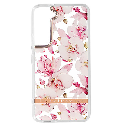 Avizar Coque Samsung Galaxy S22 Dos Rigide Contour Silicone Motif Fleurs Roses