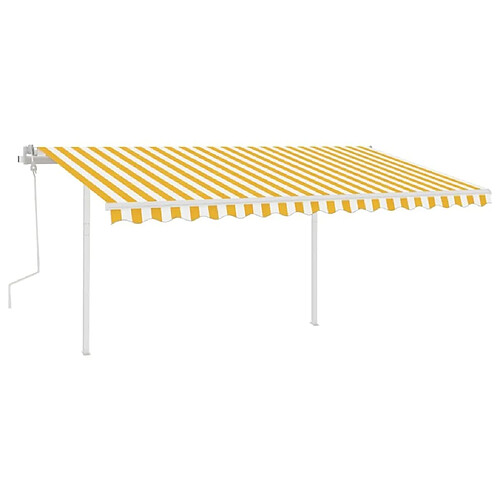 Maison Chic Auvent manuel rétractable,Store manuel de porte avec LED 4x3 m Jaune et blanc -GKD31426