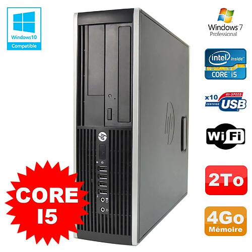 PC HP Elite 8200 SFF Intel Core I5 3.1GHz 4Go Disque 2To DVD WIFI W7 · Occasion