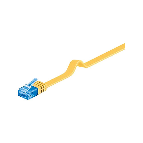 Goobay 96318 CAT 6 A U/UTP Câble de Liaison Plat, Jaune, 2m Longueur