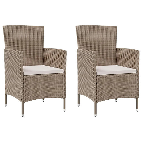 vidaXL Chaises de jardin avec coussins lot de 2 Résine tressée Beige