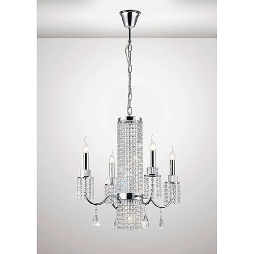 Luminaire Center Suspension Emily 4 Ampoules chrome poli/cristal