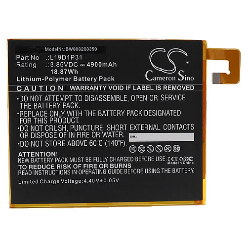 vhbw Batterie compatible avec Lenovo Tab M8, TB8505F tablette pad (4900mAh, 3,85V, Li-polymère)