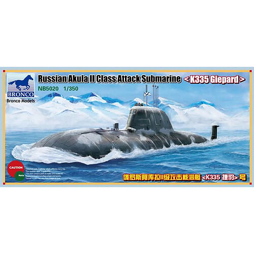 Russian Akula II Class Attack Submarine `K335 Giepard'- 1:350e - Bronco Models