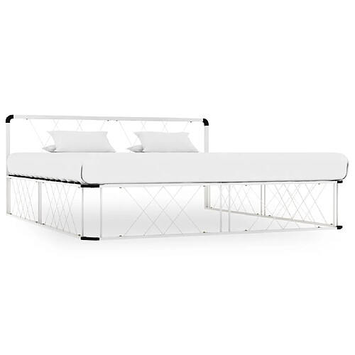 vidaXL Cadre de lit sans matelas blanc métal 200x200 cm