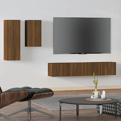 vidaXL Ensemble de meubles TV 4 pcs Chêne marron Bois d'ingénierie