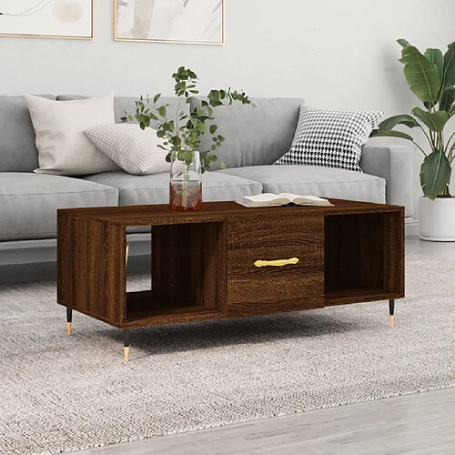 vidaXL Table basse chêne marron 102x50x40 cm bois d'ingénierie