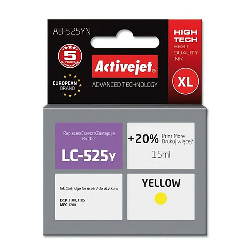 Activejet? Cartouche d'encre originale Activejet AB-525YN Jaune